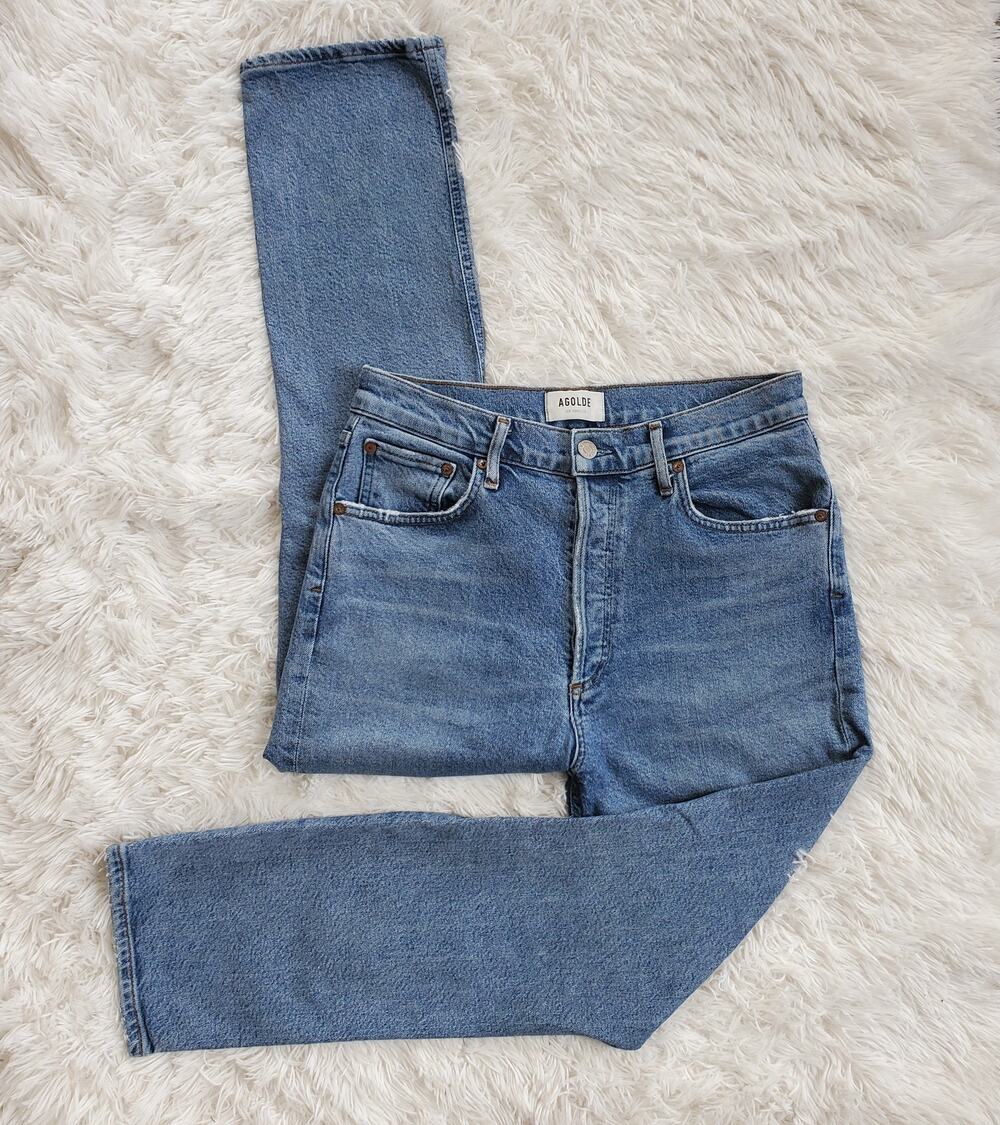 AGOLDE Riley High Rise Straight Distressed Crop Jeans 28 / 6
